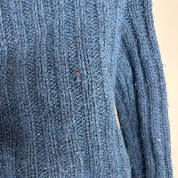 Abercrombie & Fitch Y2K Lambs Wool Blend full zip navy  Cableknit Cardigan small - Picture 4 of 8